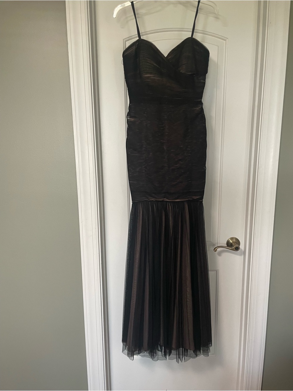 Adrianna Papell Black Tulle Mermaid Gown